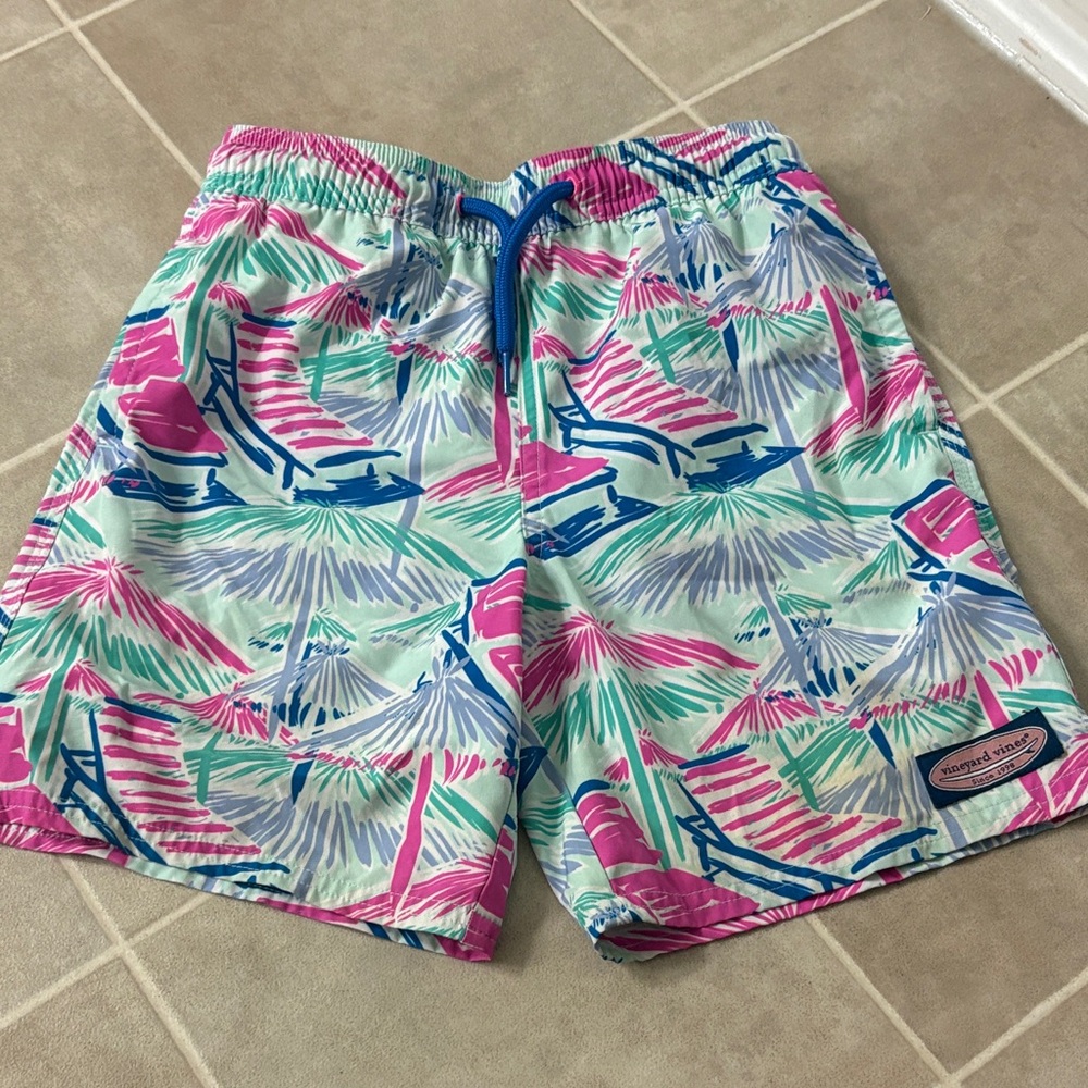 Vineyard Vines Pink and Blue Kids Swim Trunks